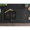 Mexen Andres chiuvetă granit cu 1,5 cuve, cu scurgător și baterie de bucătărie Duero, negru - 6515-77-671600-50-B