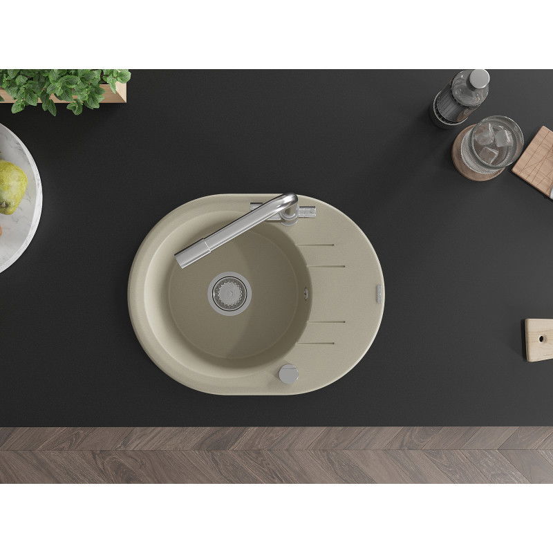 Mexen Kevin chiuvetă din granit cu 1 compartiment, cu scurgător și baterie de bucătărie Duero, bej - 6517-69-671600-00