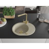 Mexen Kevin chiuvetă de granit cu 1 compartiment cu scurgător și baterie de bucătărie Duero, bej - 6517-69-671600-50
