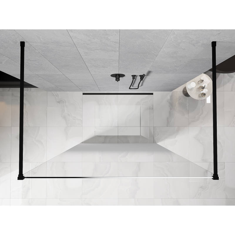 Mexen Kioto szabadon álló zuhanyfal 100 x 200 cm, ombre fehér 8 mm, fekete - 800-100-002-70-86