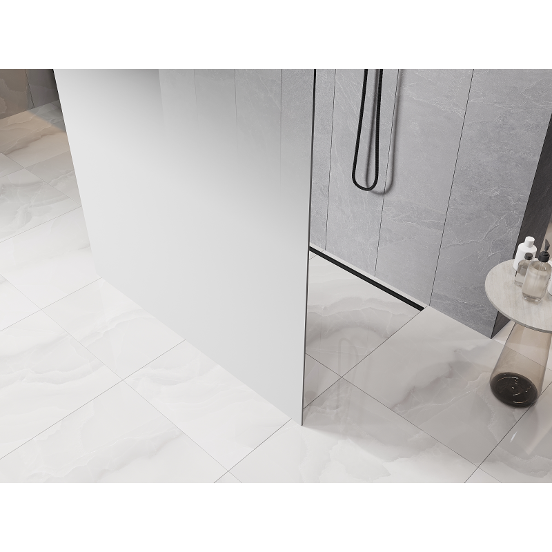 Mexen Kioto szabadon álló zuhanyfal 100 x 200 cm, ombre fehér 8 mm, fekete - 800-100-002-70-86