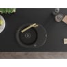 Mexen Kevin chiuvetă de granit cu 1 compartiment cu scurgător și baterie de bucătărie Duero, negru/auriu metalic