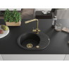 Mexen Kevin chiuvetă de granit cu 1 compartiment cu scurgător și baterie de bucătărie Duero, negru - 6517-77-671600-50