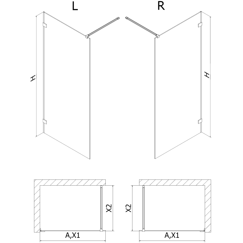 Mexen Lunar zuhanyfal Walk-in jobb 160 x 200 cm, átlátszó 8 mm, arany kefélt - 830-160-000-55-00-P