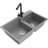 Mexen Tomas kétkamrás gránit mosogató Duero konyhai csapteleppel, szürke - 6516-71-671600-70