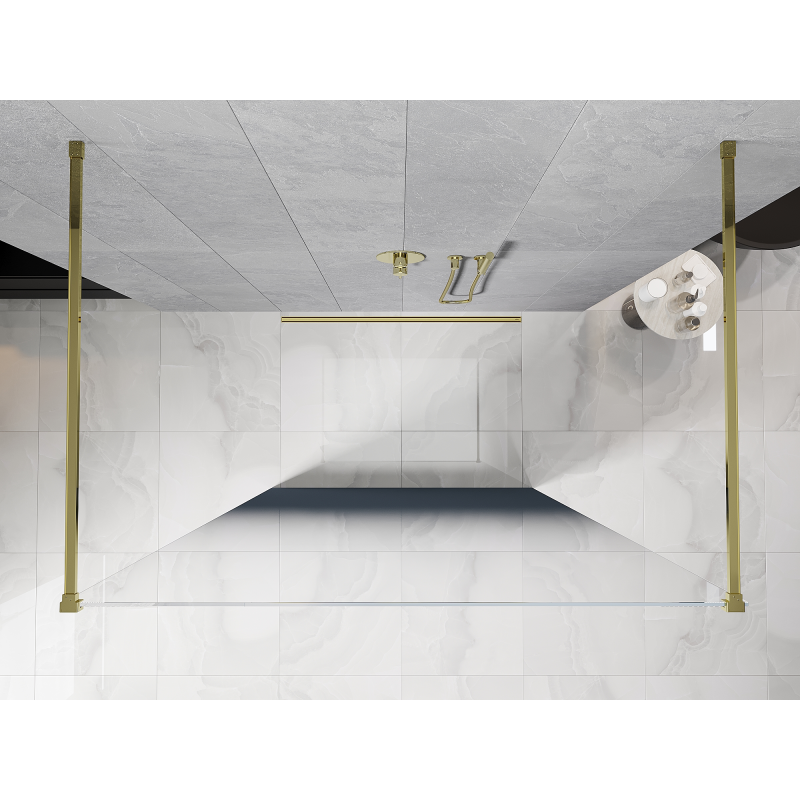 Mexen Kioto perete duș independent 150 x 200 cm, ombre albastru 8 mm, auriu - 800-150-002-50-46