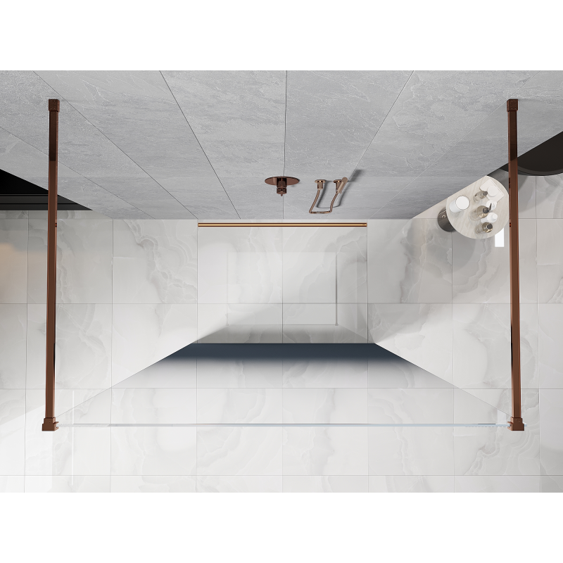 Mexen Kioto szabadon álló zuhanyfal 100 x 200 cm, kék ombre 8 mm, rózsaszín arany - 800-100-002-60-46