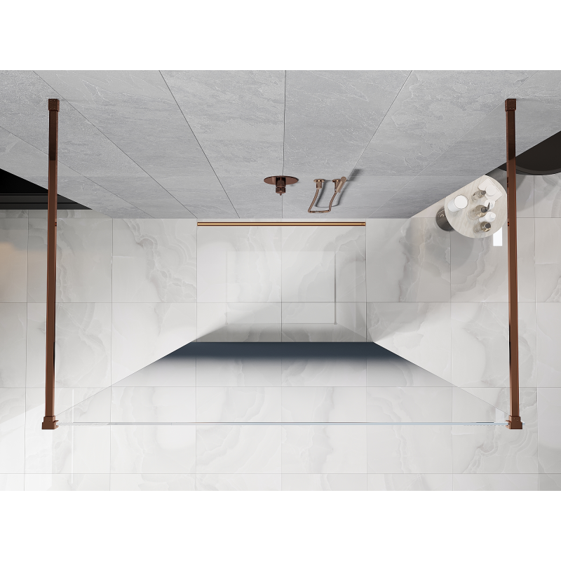 Mexen Kioto Perete de duș independent 150 x 200 cm, ombre albastru 8 mm, aur roz - 800-150-002-60-46