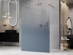 Mexen Kioto szabadonálló zuhanyfal 120 x 200 cm, kék ombre 8 mm, kefe réz - 800-120-002-65-46