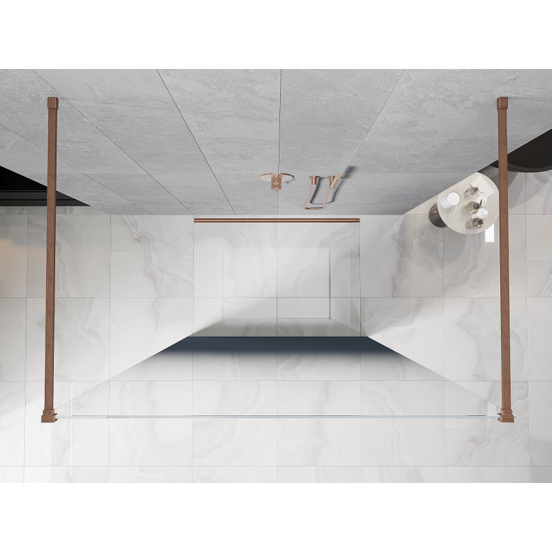 Mexen Kioto panou de duș independent 120 x 200 cm, ombre albastru 8 mm, cupru periat - 800-120-002-65-46
