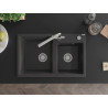 Mexen Tomas chiuvetă de bucătărie granit 2 compartimente cu baterie Duero, negru cu pete - 6516-76-671600-00