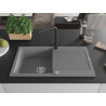 Mexen Leo chiuvetă de granit cu 1 compartiment, cu scurgător și baterie de bucătărie Duero, gri - 6501-71-671600-70