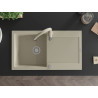 Mexen Leo chiuvetă de granit cu 1 cuvă cu scurgător și baterie de bucătărie Savita, bej - 6501-69-672601-69