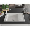 Mexen Elias chiuvetă de bucătărie din granit cu 1 compartiment, cu scurgător și baterie Duero, albă - 6511-20-671600-20