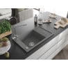 Mexen Elias chiuvetă de granit cu 1 compartiment și scurgător și baterie de bucătărie Duero, gri - 6511-71-671600-00