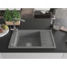 Mexen Elias chiuvetă de granit cu 1 compartiment și scurgător și baterie de bucătărie Duero, gri - 6511-71-671600-00