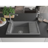 Mexen Elias chiuvetă de granit cu 1 compartiment, cu picurător și baterie de bucătărie Duero, gri - 6511-71-671600-71