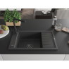 Mexen Elias chiuvetă granitică cu o singură cuvă cu picurător și baterie de bucătărie Duero, negru pătat