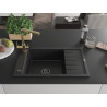 Mexen Elias chiuvetă de granit cu 1 compartiment, cu scurgător și baterie de bucătărie Duero, neagră - 6511-77-671600-50-B