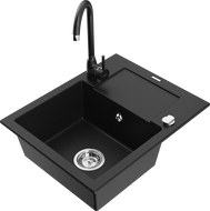 Mexen Enzo 1-medencés gránit mosogatócsapteleppel és csöpögtetővel, fekete - 6506-77-670200-70