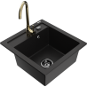 Mexen Vito chiuvetă de granit cu 1 compartiment și baterie de bucătărie Telma, negru - 6503-77-670200-50-B