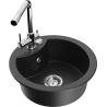 Mexen Diego 1-medencés gránit mosogató Duero konyhai csapteleppel, fekete/ezüst metál - 6512-73-671600-00