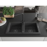 Mexen Mario chiuvetă granit 2-compartiment cu baterie de bucătărie Duero, negru pătat - 6504-76-671600-70-B