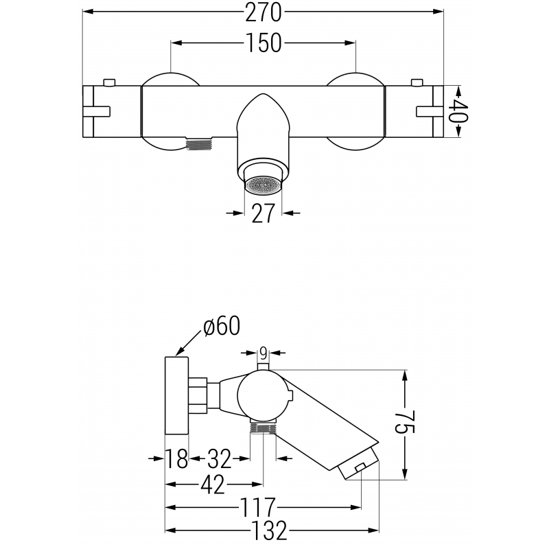 Mexen Kai termosztatikus kád csaptelep, fehér - 77300-20