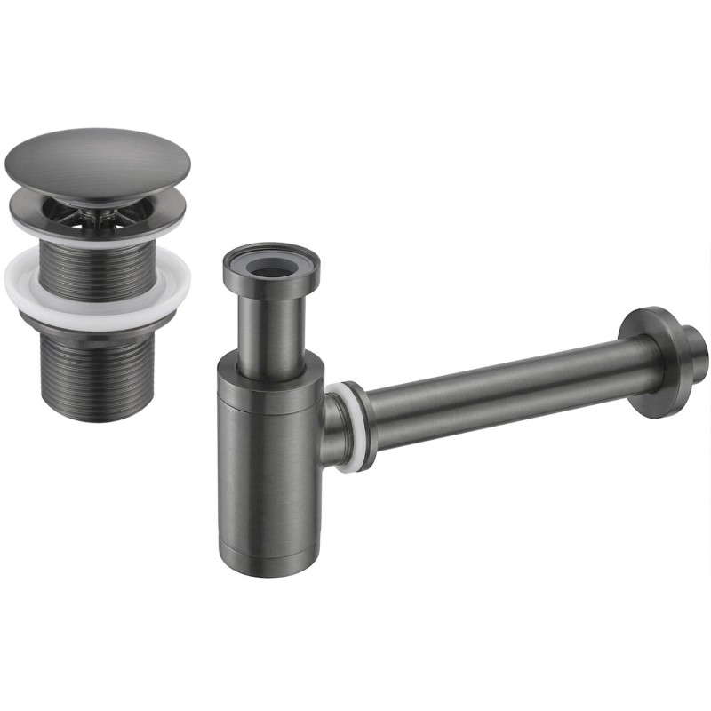 Mexen semisifon lavoar rotund cu dop click-clack, fără preaplin, gri închis periat - 7991050-66