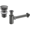 Mexen semisifon lavoar rotund cu dop click-clack, fără preaplin, gri închis periat - 7991050-66
