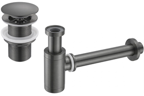 Mexen semisifon lavoar rotund cu dop click-clack, fără preaplin, gri închis periat - 7991050-66