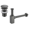 Mexen semi-sifon pătrat pentru chiuvetă cu dop click-clack, cu preaplin, gun gray periat - 7992060-66