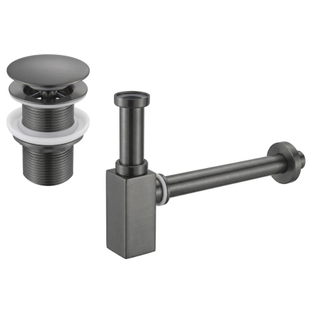 Mexen sifon parțial lavoar pătrat cu dop clic-clac, fără preaplin, gri pistol periat - 7991060-66