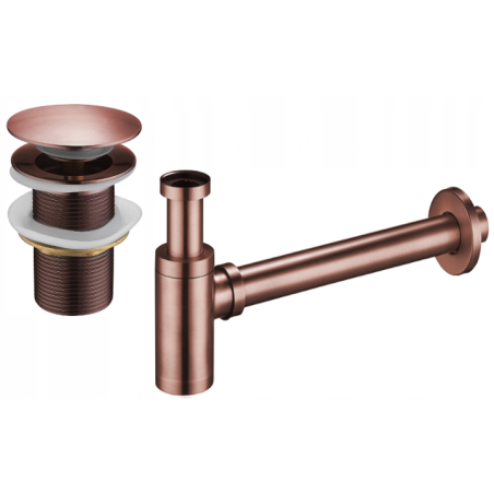 Mexen sifon parțial pentru chiuvetă rotundă cu dop click-clack, fără preaplin, cupru antic - 7991050-45