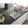 Mexen Milo chiuvetă din granit cu 1 compartiment cu baterie de bucătărie Duero, alb - 6505-20-671600-50