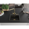 Mexen Milo chiuvetă de granit 1-cameră cu baterie de bucătărie Duero, negru/auriu metalizat - 6505-75-671600-50