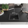 Mexen Milo chiuvetă granitică cu 1 compartiment cu baterie de bucătărie Duero, negru pătate - 6505-76-671600-00