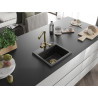 Mexen Milo chiuvetă de granit cu 1 compartiment și baterie de bucătărie Duero, negru - 6505-77-671600-50
