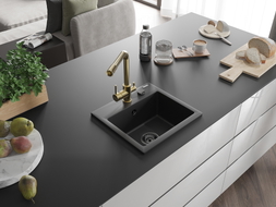 Mexen Milo chiuvetă de bucătărie granit 1-camere cu baterie Duero, negru - 6505-77-671600-50-B