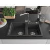 Mexen Tomas chiuvetă de bucătărie granit 2 compartimente cu baterie Duero, negru cu pete - 6516-76-671600-00