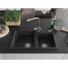 Mexen Tomas chiuvetă de granit cu 2 cuve și robinet de bucătărie Duero, negru - 6516-77-671600-00