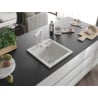 Mexen Vito chiuvetă de bucătărie din granit cu 1 cameră și baterie de bucătărie Duero, alb - 6503-20-671600-20