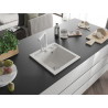 Mexen Vito chiuvetă din granit cu 1 compartiment şi baterie de bucătărie Duero, alb - 6503-20-671600-20