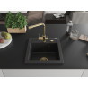 Mexen Vito chiuvetă de granit cu 1 compartiment cu baterie de bucătărie Duero, negru/argintiu metalizat - 6503-73-671600-50