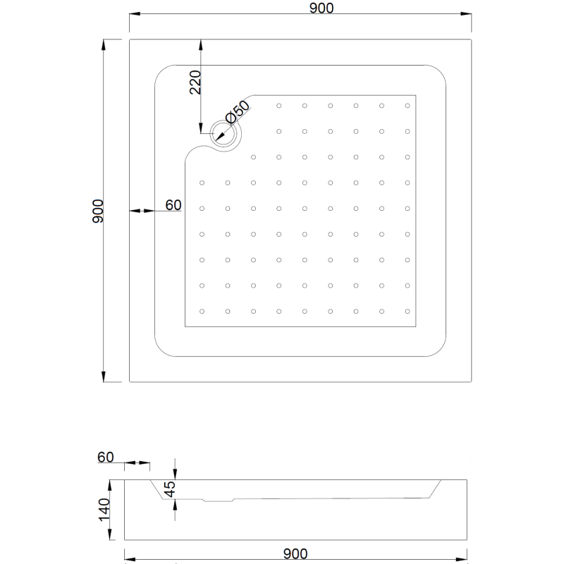 Mexen Rio 90 x 90 cm-es, szögletes zuhanykabin, deres, króm + fehér zuhanytálca - 860-090-090-01-30-4510