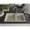 Mexen Tomas chiuvetă de granit cu 2 compartimente cu baterie de bucătărie Telma, bej - 6516-69-670200-00