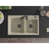 Mexen Tomas Chiuvetă de granit cu 2 compartimente și baterie de bucătărie Telma, Bej - 6516-69-670200-70