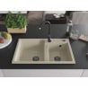 Mexen Tomas Chiuvetă de granit cu 2 compartimente și baterie de bucătărie Telma, Bej - 6516-69-670200-70
