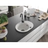 Mexen Kevin chiuvetă de granit cu un compartiment, cu picurător și baterie de bucătărie Telma, Albă - 6517-20-670200-70