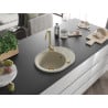 Mexen Kevin chiuvetă de granit cu un compartiment, cu picurător și baterie de bucătărie Telma, Bej - 6517-69-670200-50